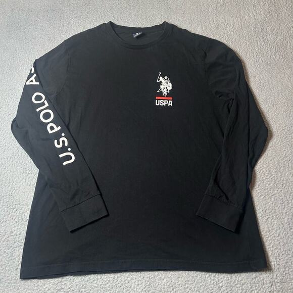 US Polo Assn. Tee Mens XL Black Long Sleeve Crew Neck Pullover Tee Shirt - Picture 1 of 10